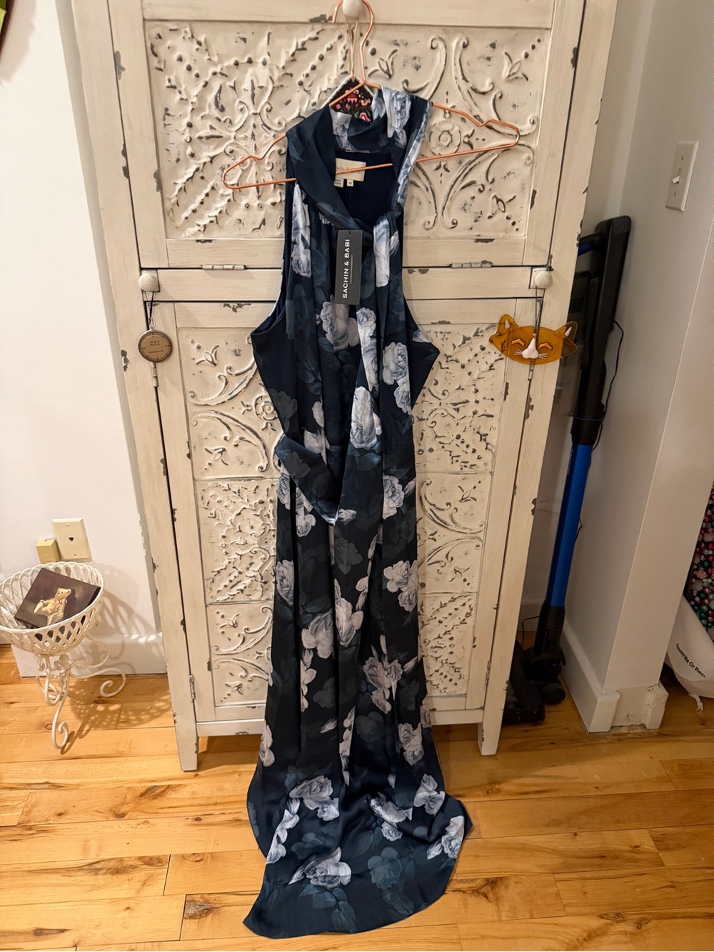 Sachin & Babi Navy Floral Halter Maxi Dress